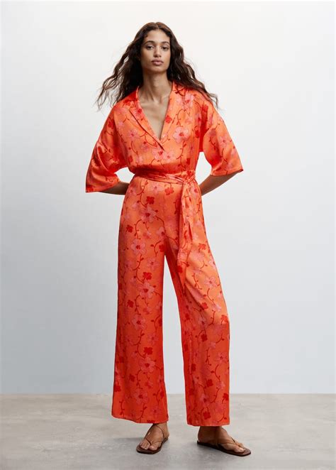 Printed Satin Jumpsuit Women Mango Usa