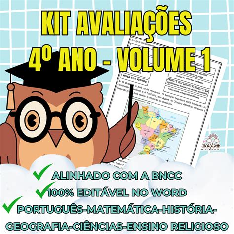 Kit Avaliação 4º ano Editável Volume 1 Clube ABC da Educação