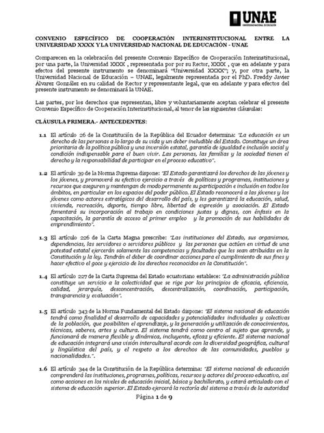 Modelo De Convenio Movilidad Academica D Pdf Tratado Educación