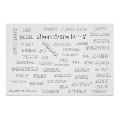 Coloring Poster 36x24 with Unisex Names | Zazzle | Unisex name, Poster ...