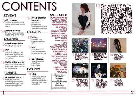 G321morris Music Magazine Contents Page Audience Feedback