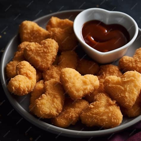 Premium Ai Image Heart Shape Chicken Nugget