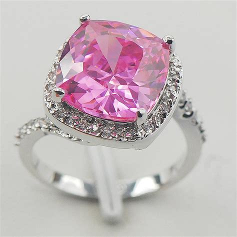 Pink Crystal Zircon Fashion Women 925 Sterling Silver Ring F821 Size 6