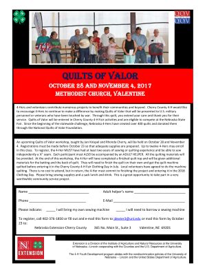 Fillable Online Quilts Of Valor Nebraska Extension Fax Email Print