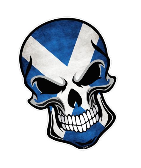 GOTHIC BIKER SKULL With Scotland Scottish Saltire Motif External Vinyl