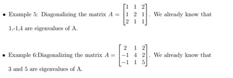 Solved - Example 5: Diagonalizing the matrix \\( | Chegg.com