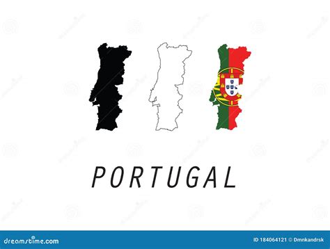 Portugal Outline Map National Borders Stock Vector Illustration Of