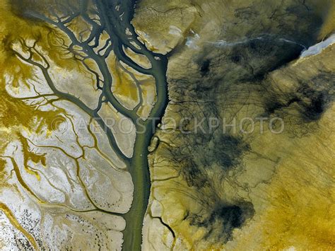 aerial view The salinity and pollution of the Salton Sea visible on the ...