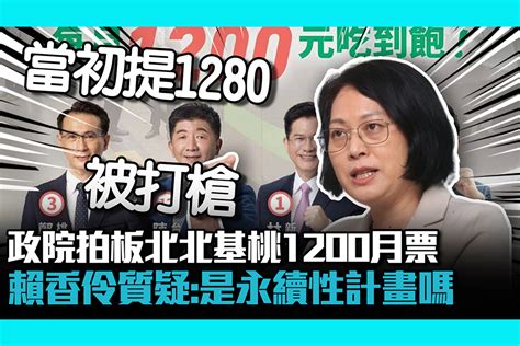 【cnews】政院拍板北北基桃1200月票 賴香伶質疑：是永續性計畫嗎 匯流新聞網