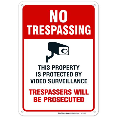 Amazon Sigo Signs Video Surveillance No Trespassing Sign Cctv