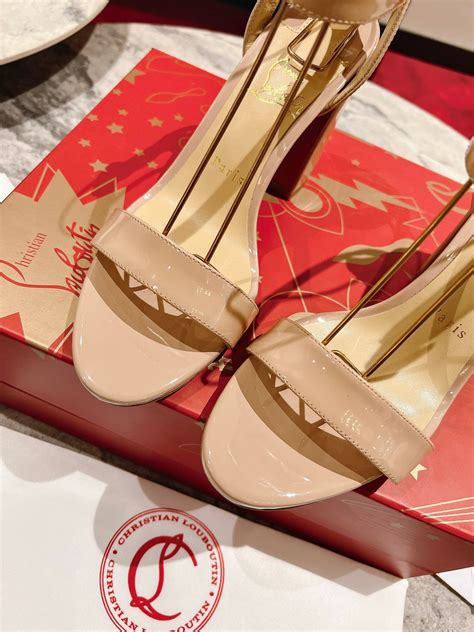 Replica Christian Louboutin Miss Sabina Mm Sandals In Beige Patent