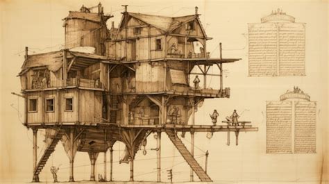 Premium AI Image | A Vintage technical draw of a architecture Buildings ...