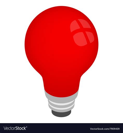 Light red bulb icon isometric 3d style Royalty Free Vector