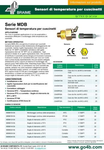 Sonde Di Temperatura Cuscinetti ADB 4B Braime Components Catalogo