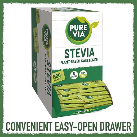 Pure Via Stevia Sweetener 282oz 800 Packets 800 Count 1 Pack