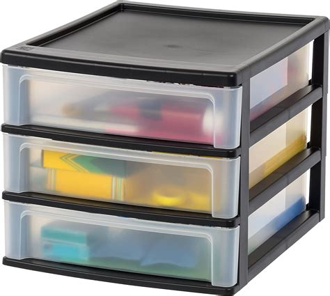 Iris Usa 3 Drawer Stackable Desktop Organizer Medium Plastic Storage