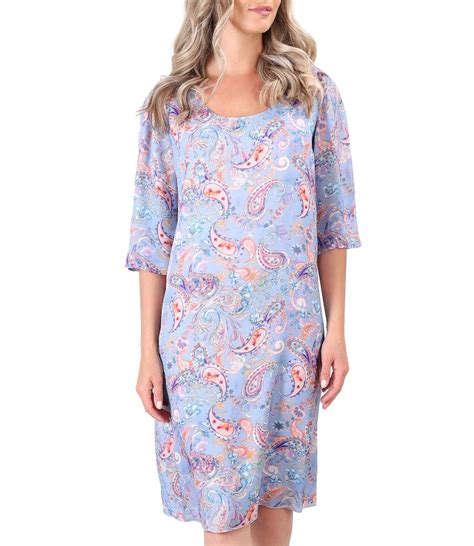 Casual Viscose Dress Printed With Paisley Motifs Light Blue Yokko