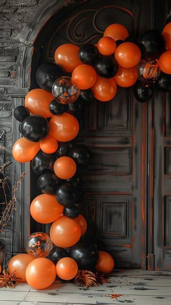 Orange And Black Balloon Arch Garland Kit Premium AI Generated Image