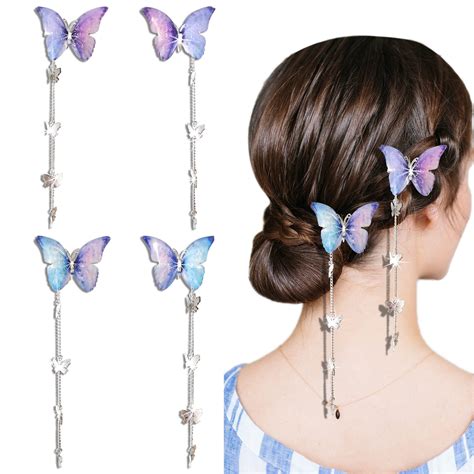 Pack Of 24 Purple Butterfly Hair Clips Mini Pony Clips Non Slip Hair