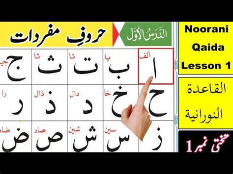 Alif Baa Taa Qaida Noorania Lesson Arabic Alphabet Noorani