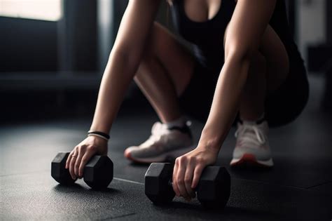 Toma Recortada De Una Mujer Haciendo Ejercicio Con Mancuernas Foto