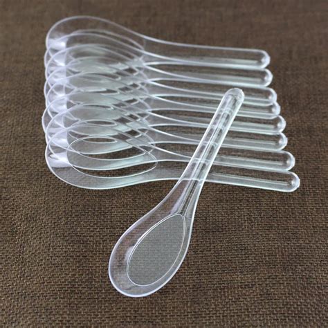 Onnpnnq Pcs Home Kitchen Clear Plastic Disposable Soup Spoons