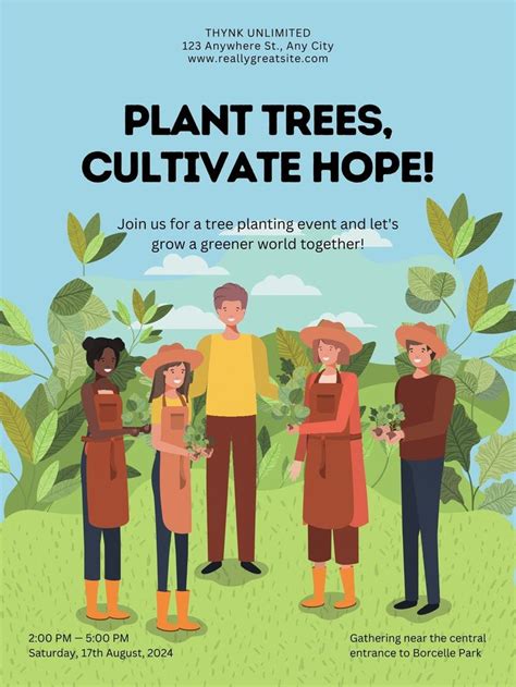 An Advertisement For Plant Trees Cultivate Hope With Four People