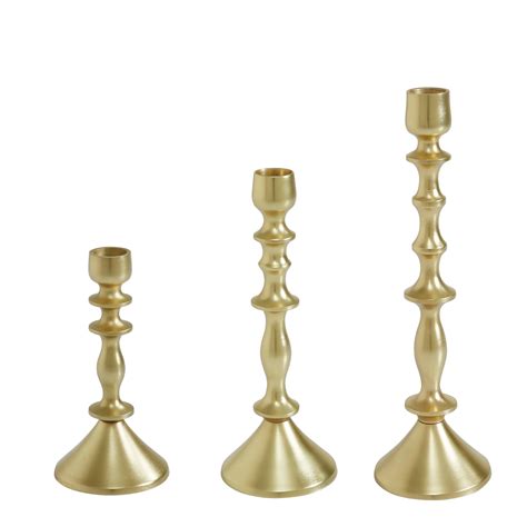 Beautiful Gold Metal Taper Candle Holders By Drew Barrymore Set Of 3