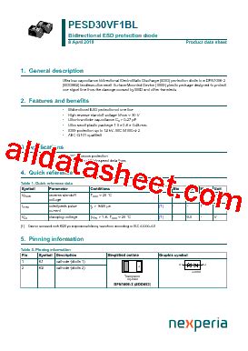 PESD30VF1BL Datasheet PDF Nexperia B V All Rights Reserved