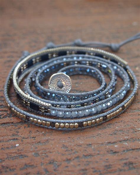 5 Keer Wrap Armband Blauwe Kristal Kralen Mix Boho Armband Etsy