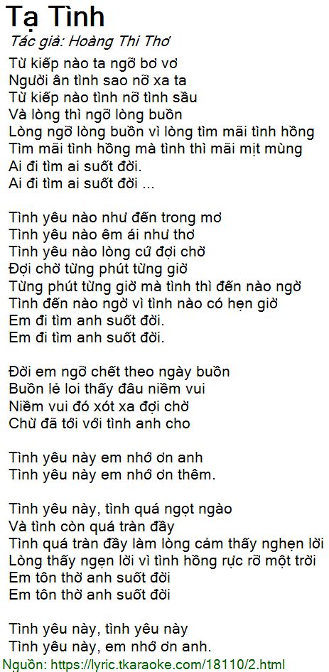 Lời bài hát Tạ Tình (Hoàng Thi Thơ) [có nhạc nghe]