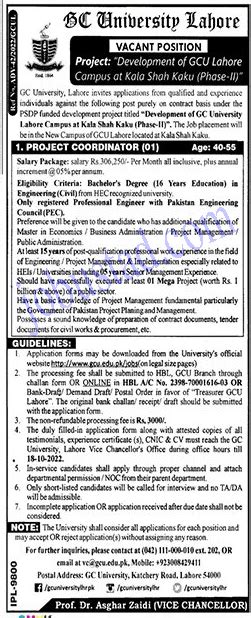 Latest Gc University Lahore Jobs October 2022 Advertisement