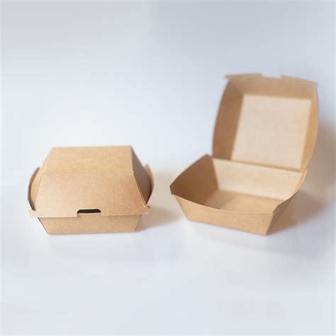 Burger Boxes Set Of Kraft Brown Hamburger Container Sandwich Box