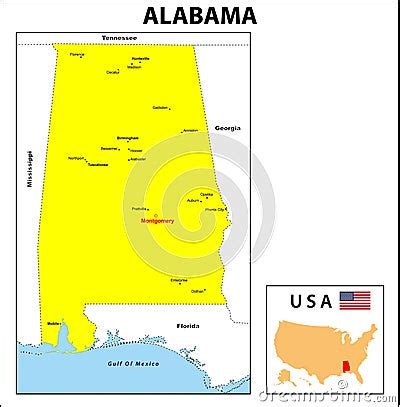 Alabama Map. State And District Map Of Alabama. Administrative And ...