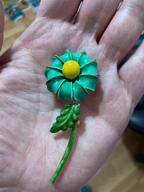 1960s Enamel Flower Brooch Etsy