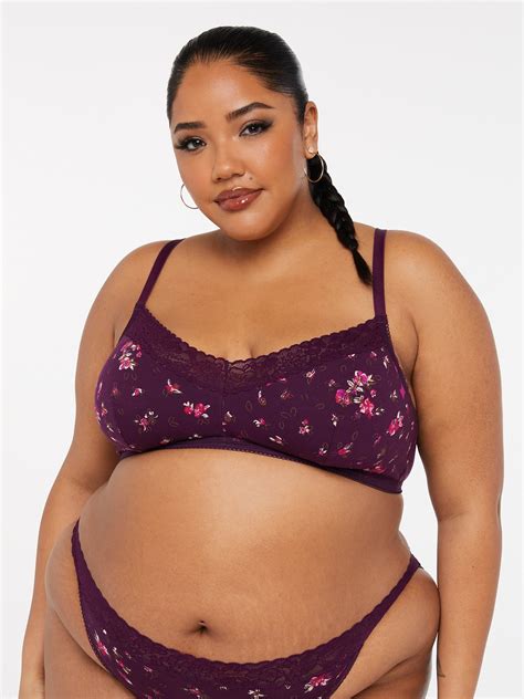 Cotton Essentials Lace Trim Bralette In Multi And Purple Savage X Fenty