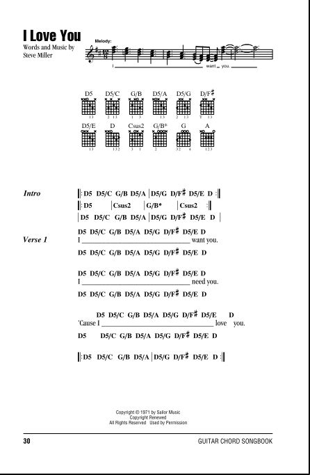 I Love You Guitar Chords Lyrics ZZounds