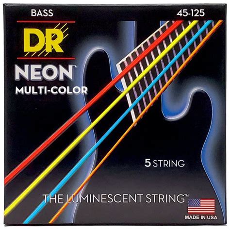 Струни для бас гітари DR STRINGS NEON MULTI COLOR BASS MEDIUM 5