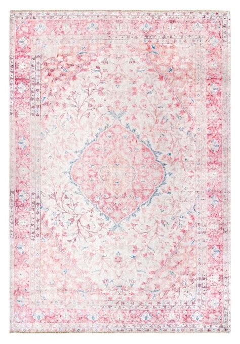 Old Villa Floral Medallion Flatweave Pink Rug Pink Rug Pink Boho Rug