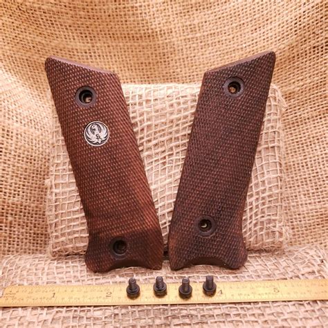 Ruger Mark 1 A54 Frame Checkered Wood Grips Factory Original