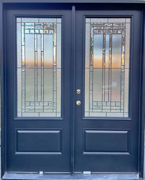 Double Entry Door with Decorative Privacy Glass – Stylish & Secure