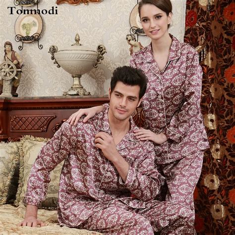 Couple Pajamas Women Luxurious Silk Satin Love Sleep Men Silk Pyjamas