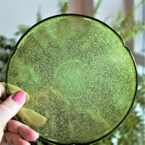 Green Glass Plates Etsy