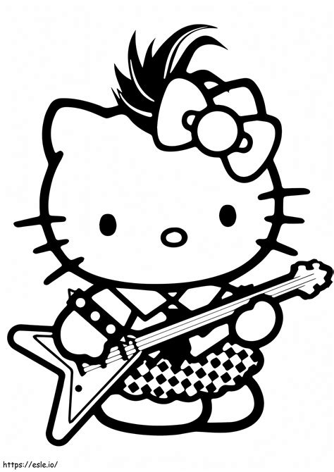 Hello Kitty Rockstar Coloring Page