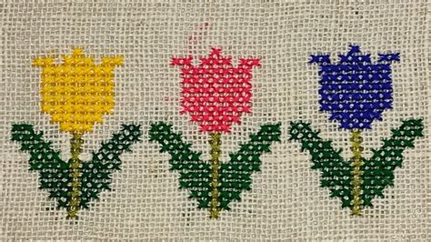 Tulip Border Line Cross Stitch Design Tulip Flower Border Design