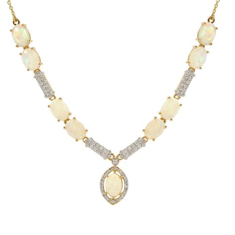 Coober Pedy Opal Diamond 18K Gold Lorique Necklace MTGW 4 92cts