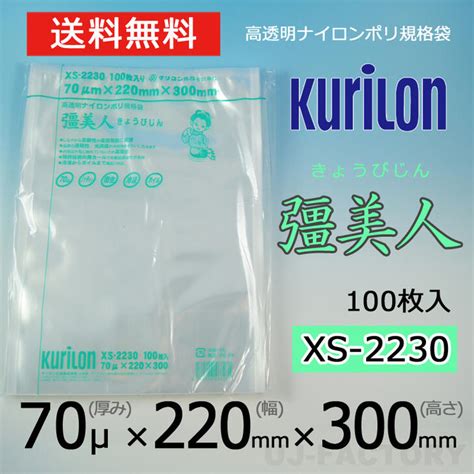 クリロン化成 ナイロンポリ袋 真空袋 彊美人 70ミクロン 厚み 70μ×幅 220×高さ 300mm 100枚 高透明・五層構造・三方