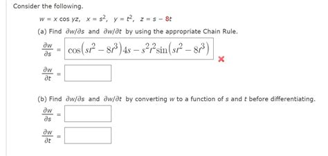 Solved Consider The Following W Xcosyz X S Y T Z S T A Chegg