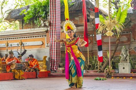 A Woman Performance Barong Dance The Traditional Balinese Dance In