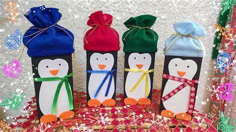 Dulcero navideño de pingüino reciclando cartones de leche YouTube